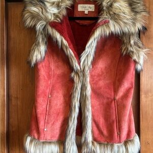 Tasha Polizzi Red Faux Fur Trim Vest